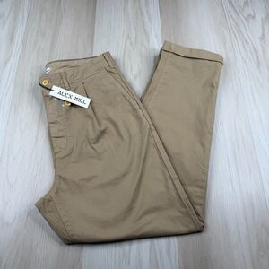 Vintage Alex Mill Mens Khaki Straight Pleated Stretch Chino Pants Size 33 NWT